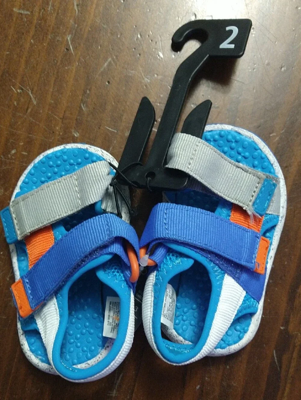Wonder Nation Blue, White and Orange Kids Adjustable Sandals